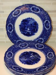 Antique 10 Inch Flow Blue Wedgwood Dinner Plates No Chips