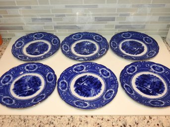 Antique 8 Inch Flow Blue Wedgwood Dinner Plates No Chips