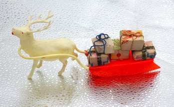 1950s Christmas Reindeer & Sled Decoration