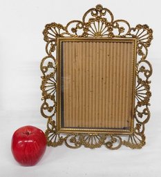 A Fancy Brass Edged 8 X 10' Picture Frame, Mid-century