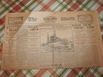 Circa 1898 The World NEW NAVY BATTLESHIP Newspaper