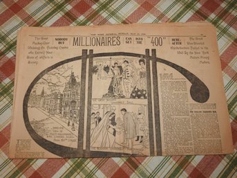 Circa 1898 New York Journal MILLIONAIRES Newspaper