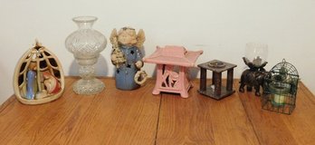 An Assortment Of Ceramic, Pottery, Metal & Glass Figural Candle Lanterns - Great Decorator Items