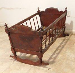 A Vintage Walnut Finish Early 20th C. Cradle