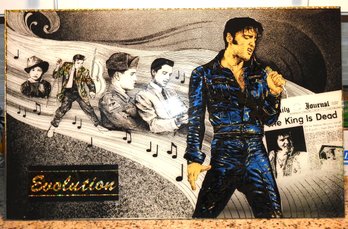 Amazing 1977 Evolution Of Elvis Presley Huge GLASS Poster 20 X 32 No Shipping