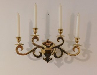 A 4 Candle Brass Wall Sconce
