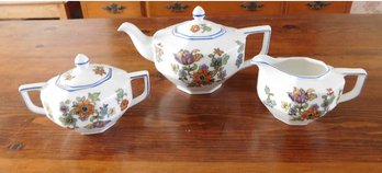 Zen Scherzer & Co. / Bavaria Porcelain Tea Set - Teapot, Creamer & Sugar