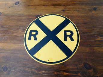 A Pressed Tin Railroad Crossing Sign