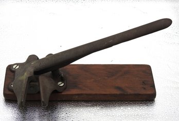 Circa 1853 Primitive Steel Nutcracker On Wood Base