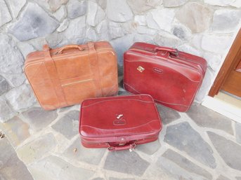 A Trio Of Older Vintage Suitcases From The 1970's-80's