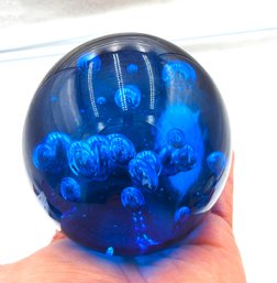 Large Gorgeous Cobal Blue Glass Paperweight