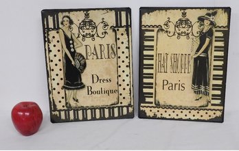 Two Metal Hanging Signs For Paris, France