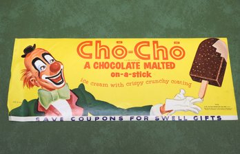 1957 Cho Cho Ice Cream Advertising Paper Sign