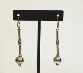 Pair Of Sterling Drop Ball Dangling Earrings