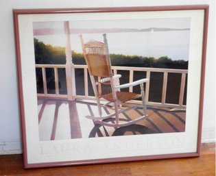A Peaceful Rocking Chair Porch Print Overlooking The Lake By Laura Anderson