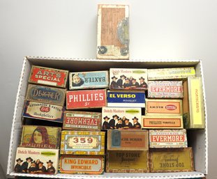Huge Lot Of Old Cigar Boxes Nice Graphics