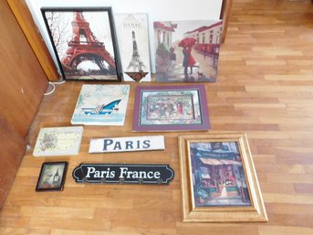 A Mix Of Paris Themed Prints & Signs