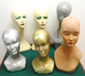 Nice Lot Of Life Size Mid Century Modern Mannequin Heads
