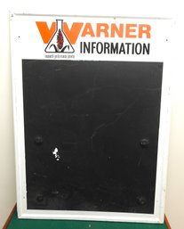 Vintage Warner Information Metal Black Board