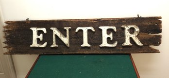 Old 52 Inch Wooden Double Sided Enter Sign