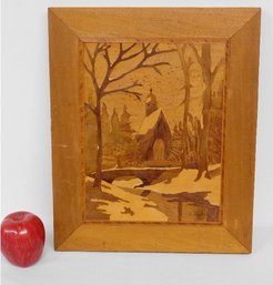 Lincoln Osborne Signed Inlaid Veneer Wood Plaque With Multiple Types Of Wood In Construction