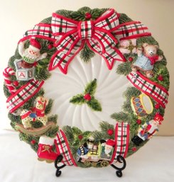 Vintage Kaldun & Bogle Ceramic Hand Painted Christmas Wreath Bowl