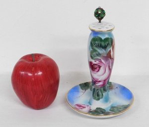 A Limoges China France Hand Painted Porcelain Hat Pin Stand - With Your First Hatpin!
