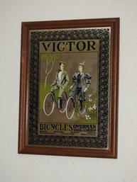 Amazing 1960s Victor Bicycles Advertising Mirror In Frame 18 X 24