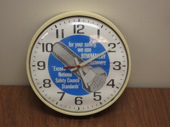 Working Vintage Bowmalloy Steel Wall Clock