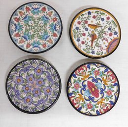Four MG Ceramics Spain Miniature Wall Hanging Plates, Or Coasters