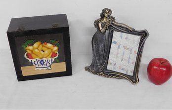 A Quite Attractive Pair In This Small Tiled Storage Box And Art Deco Styled Mirrored Frame