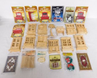An Assortment Of New In Package And Raw/unused Wooden Dollhouse Furniture
