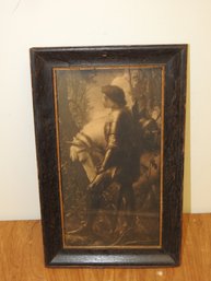 1930s Sir Galahad Print With Wooden Frame 16 Inch