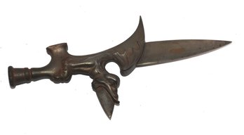 Old Heavy Cast Iron Winged Gargoyle Type Dagger 12 Inches Long