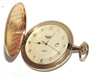 Vintage Gold Tone Elgin Swiss Pocket Watch