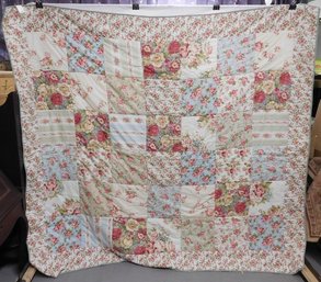 A King Sized Patchwork Style Bed Spread With Roses