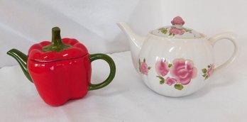 Two Collectible Teapots, One In The Shape Of A Pepper