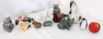 A Collection Of Collectible Animals, Penguin, Otters, Dogs, Cats & More