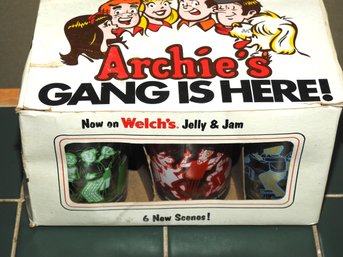 NOS 1973 Archies Gang Glass Jam & Jelly Jars In Original Box