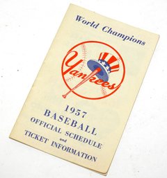 1957 New York Yankees Official Schedule & Ticket Information Ephemera