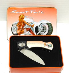 7 Inch Scat Tail Motorcycle Folding Knife In Case
