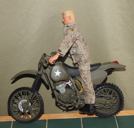 Vintage GI Joe 12 Inch DUKE Figure On Military Motorcycle