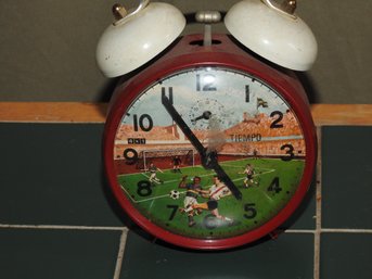 Vintage Tiempo Soccer Advertising Alarm Clock