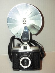 Vintage 35mm Camera With Fan Flash