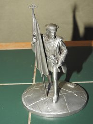 Vintage 6.5 Inch K Of C Columbus Pewter Figure