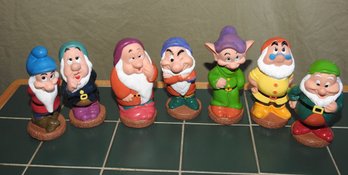 Vintage Walt Disney The Seven Dwarfs Rubber Toys