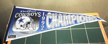 1992 Dallas Cowboys Super Bowl Champions Felt Football Banner