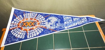 1996 Dallas Cowboys Super Bowl 30 Champions Felt Football Banner