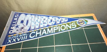 1994 Dallas Cowboys Super Bowl 28 Champions Felt Football Banner