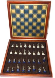 Awesome Franklin Mint Civil War Wooden  Chess Board With Pewter Chess Pieces  Retail 595.00